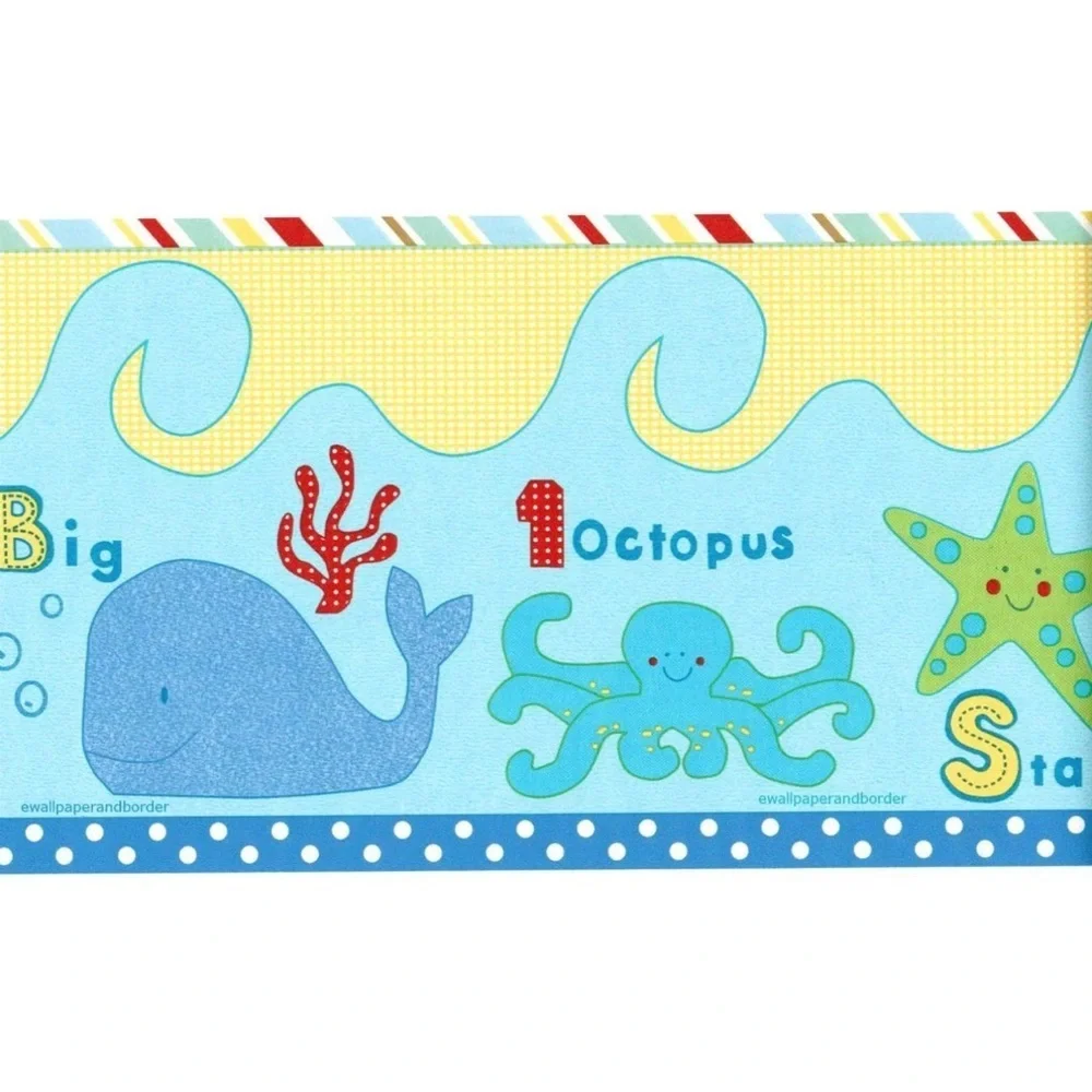 CoCaLo Go Fish Nursery Wallpaper Border Ocean Theme  15 Ft Discontinued